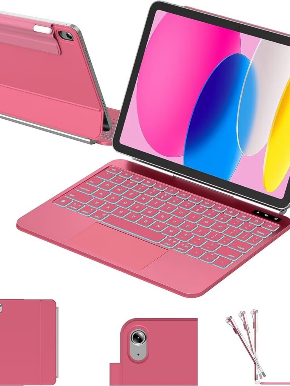 iPad Backlit Keyboard Case - 10th/11th Gen 10.9" - Trackpad & Pencil Strap - NEW